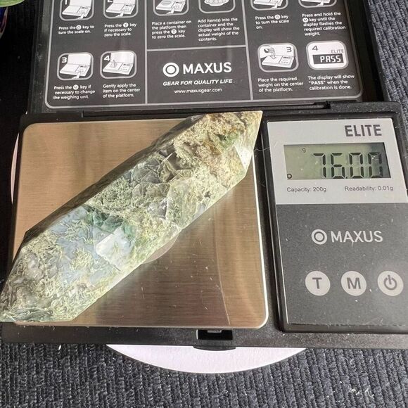 Moss Agate Crystal Double Terminated‎ Point (#3) - Picture 9 of 13